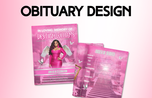 Editable Destiny Pink Obituary Digital